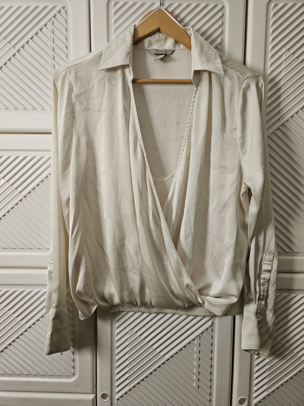 H&M Cream Drape Surplice Blouse